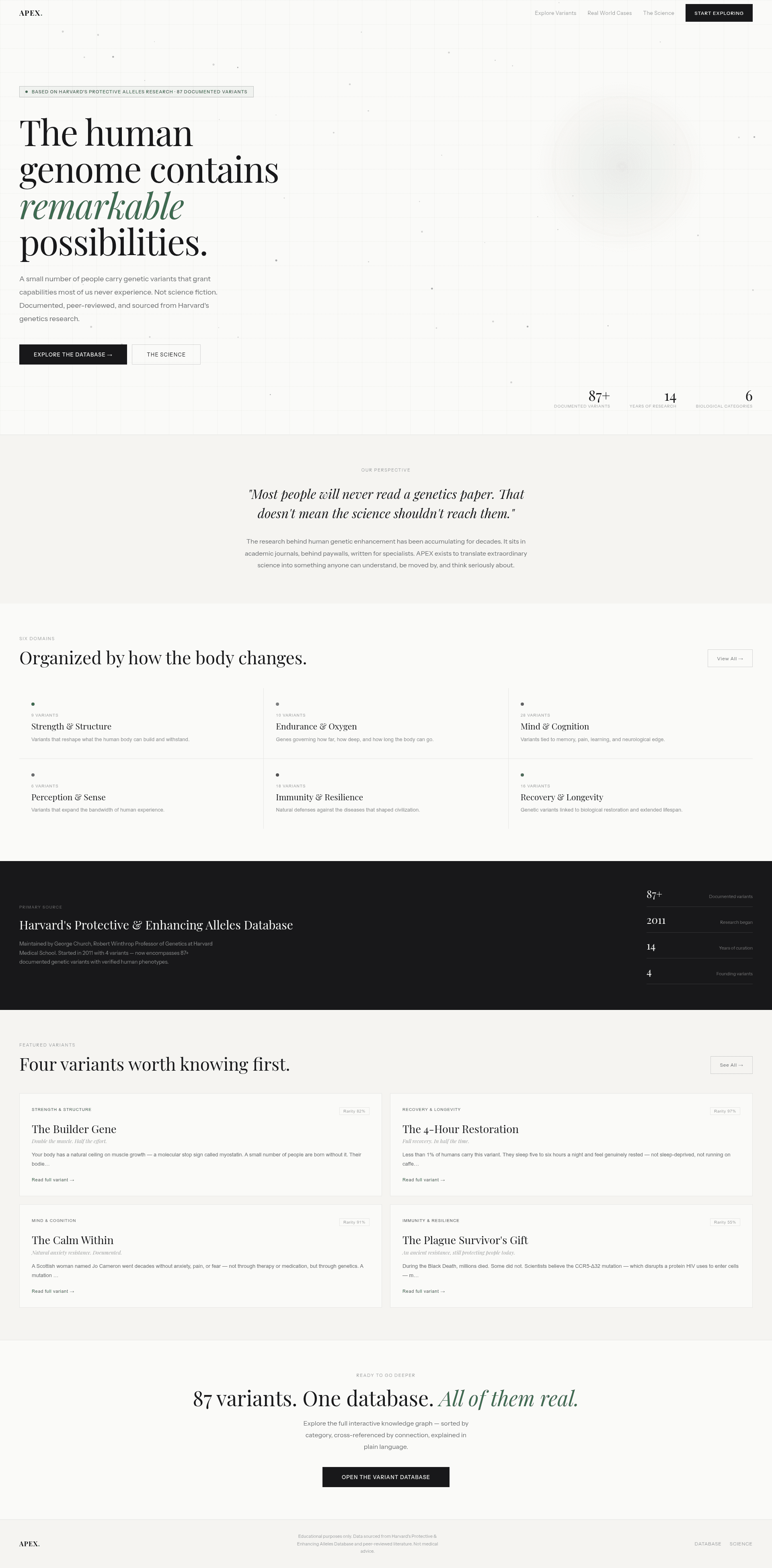 The Genetic Apex site preview